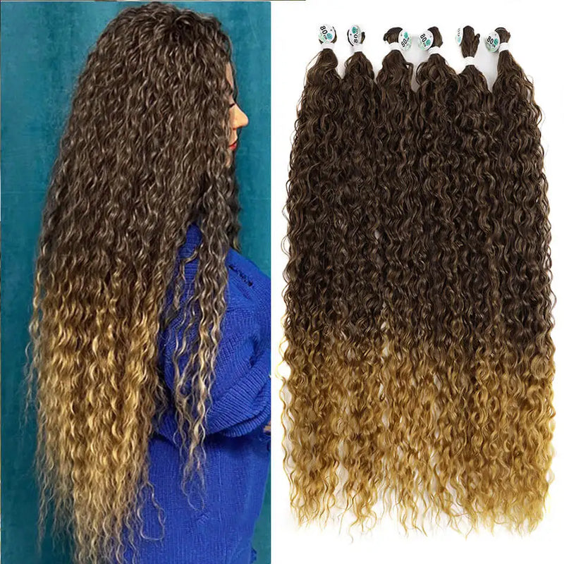 Mechas de cabelo cacheado crespo sintético longo