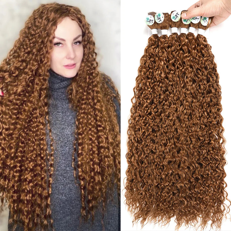 Mechas de cabelo cacheado crespo sintético longo