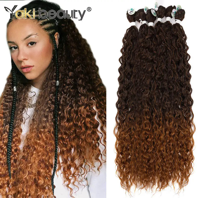 Mechas de cabelo cacheado crespo sintético longo