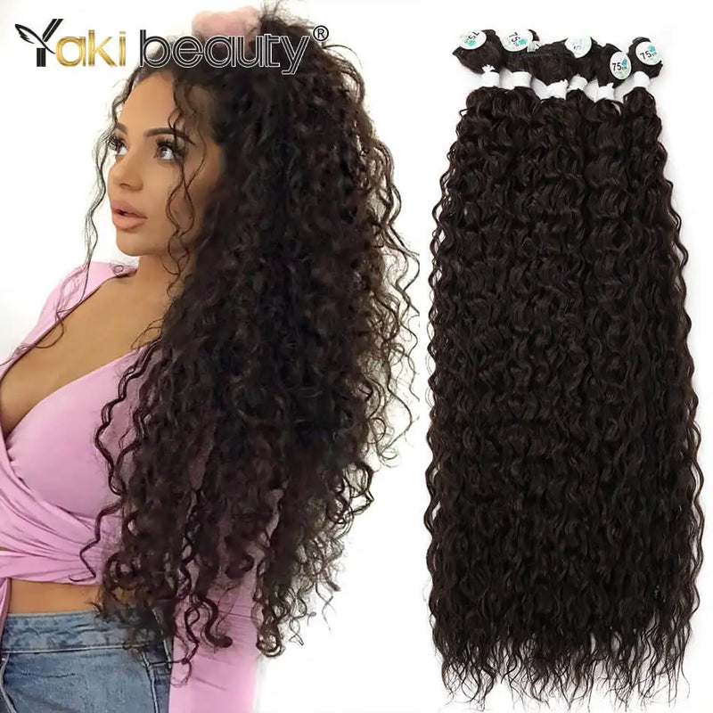 Mechas de cabelo cacheado crespo sintético longo